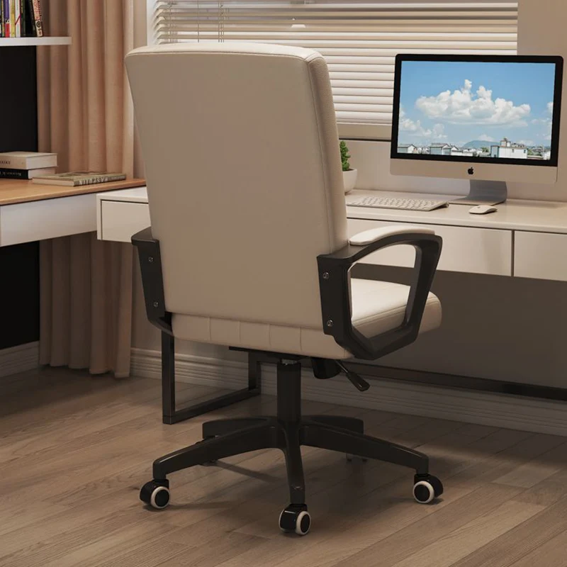 Modern Minimalist Rectangular PU Leather Metal Nylon Adjustable Swivel Desk Chair Backrest Armrest For Home Office