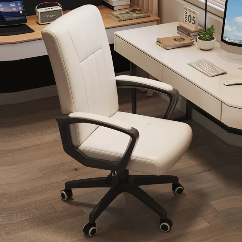 Modern Minimalist Rectangular PU Leather Metal Nylon Adjustable Swivel Desk Chair Backrest Armrest For Home Office