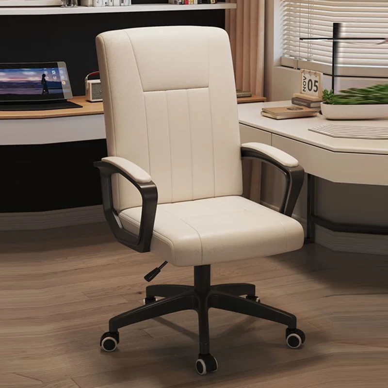 Modern Minimalist Rectangular PU Leather Metal Nylon Adjustable Swivel Desk Chair Backrest Armrest For Home Office