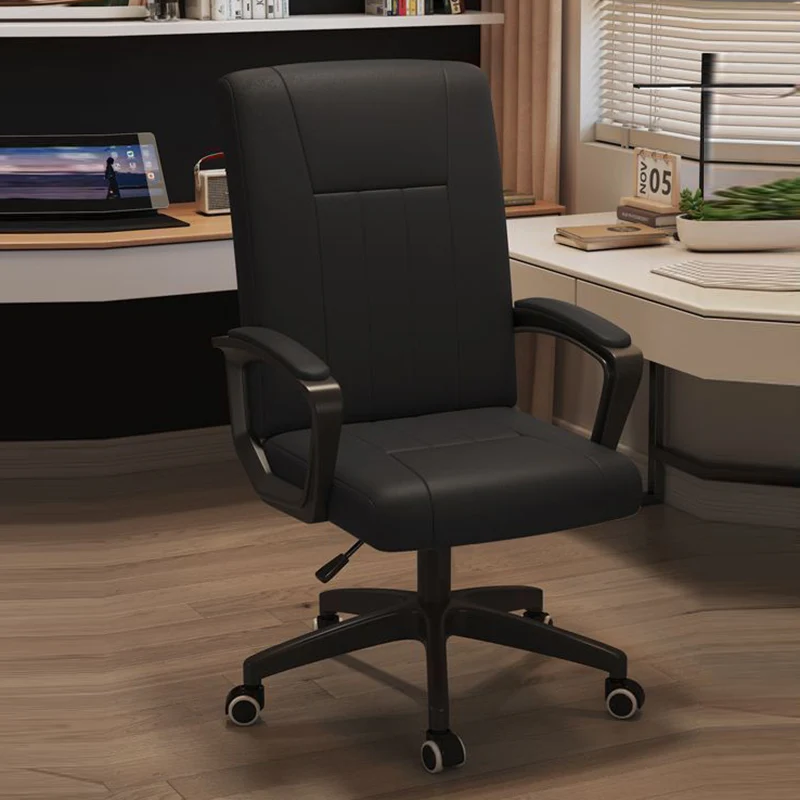 Modern Minimalist Rectangular PU Leather Metal Nylon Adjustable Swivel Desk Chair Backrest Armrest For Home Office