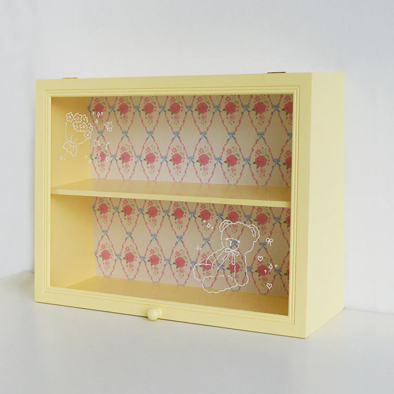 Contemporary Creative Pine Wood Acrylic Rectangular Desktop Storage Shelf 2-Tier For Living Room & Bedroom