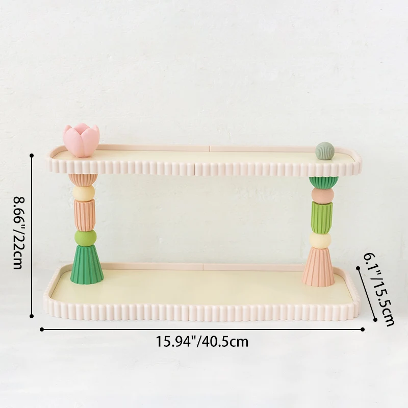 Contemporary Creative Plastic Rectangular Desktop Storage Shelf 2-Tier Organizer For Cups, Cosmetics & Perfumes In Living Room & Entryway