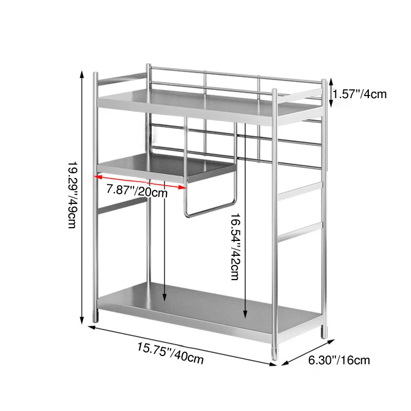 Modern Minimalist Stainless Steel Rectangular Adjustable Desktop Storage Shelf 3-Tier Cup Organizer For Living Room & Dining Room