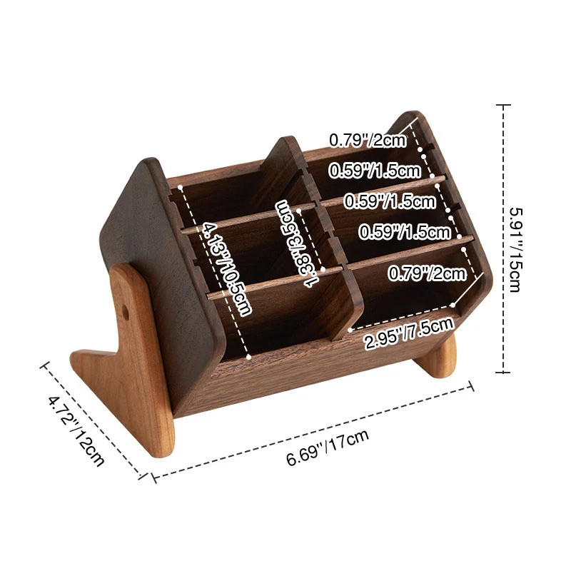 Contemporary Retro Black Walnut Rectangular Adjustable Desktop Storage Shelf 6-Cabinet For Bedroom & Living Room
