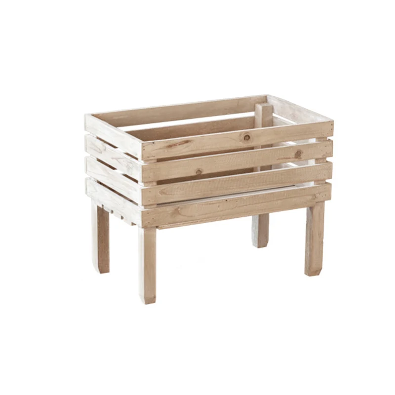 Traditional Rustic Pine Wood Rectangular Indoor Flower Storage Shelf 1/2/3-Tier For Balcony & Living Room