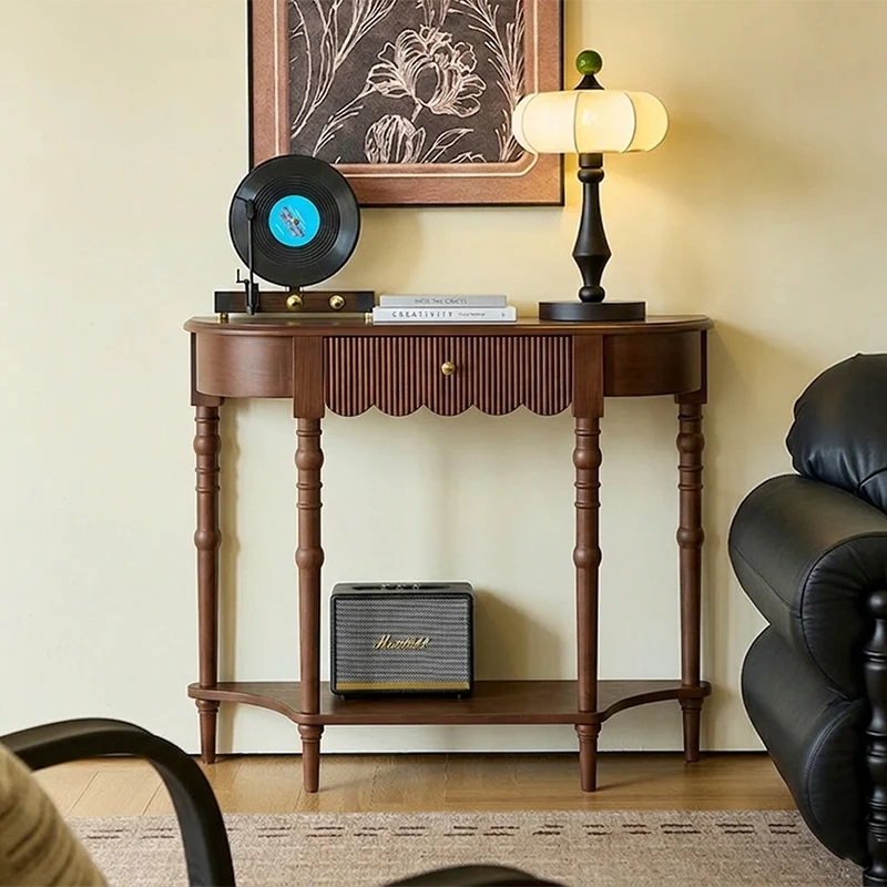 Traditional French Ash Wood Plywood Pine Wood Arc Console Table 1/2-Layer For Entryway & Hallway