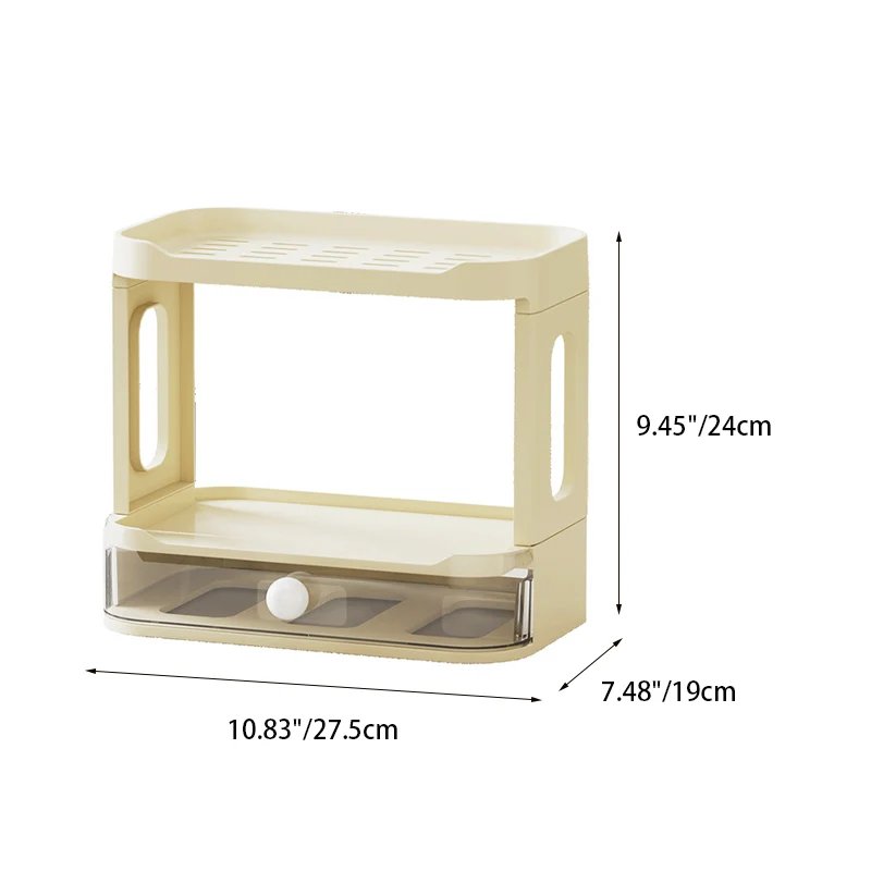 Modern Minimalist Plastic Rectangular Tabletop Storage Shelf 3-Layer For Living Room & Dining Room