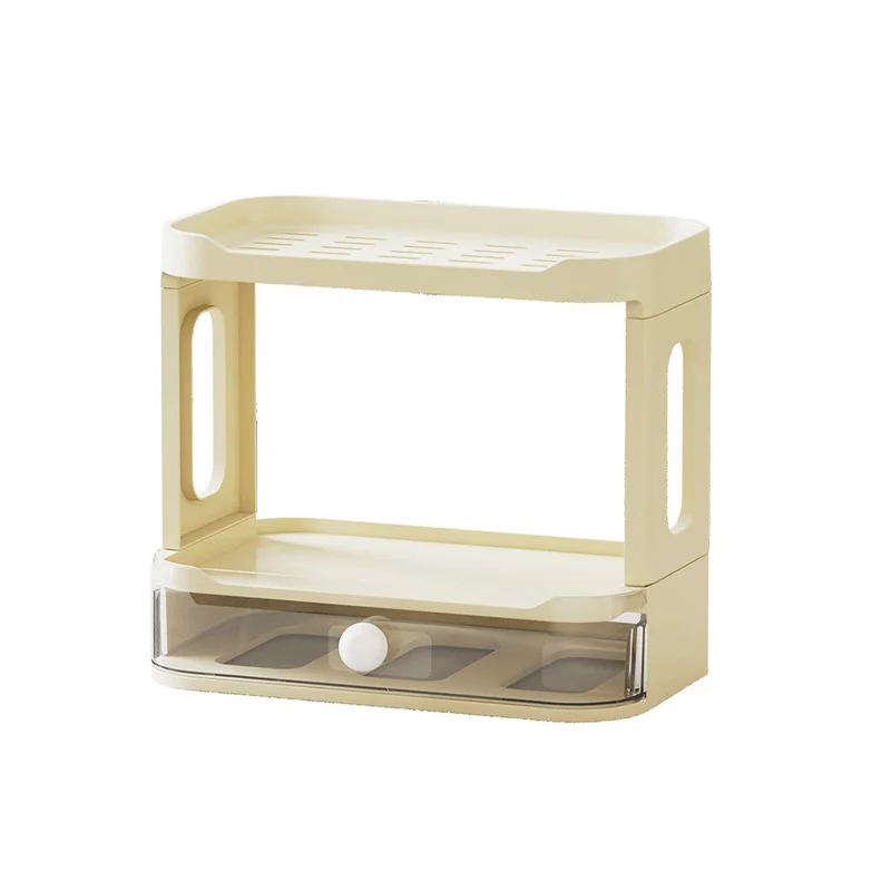Modern Minimalist Plastic Rectangular Tabletop Storage Shelf 3-Layer For Living Room & Dining Room