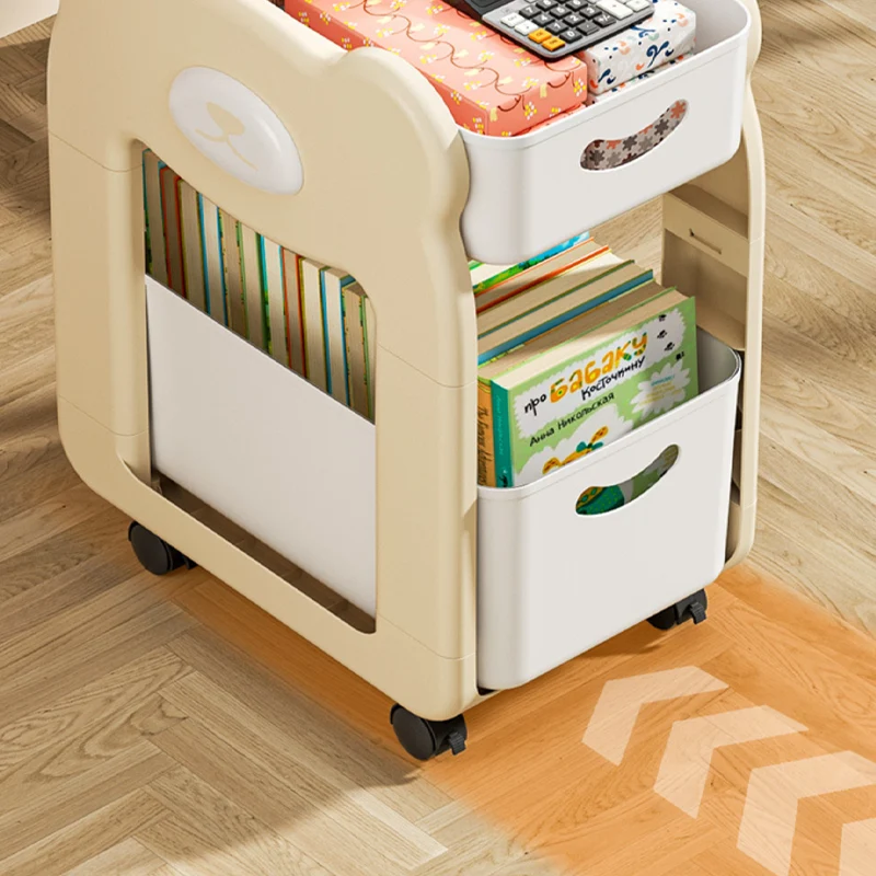 Modern Minimalist PP Plastic Cartoon Bear Kids Movable Storage Shelf 2/3-Tier For Bedroom & Study
