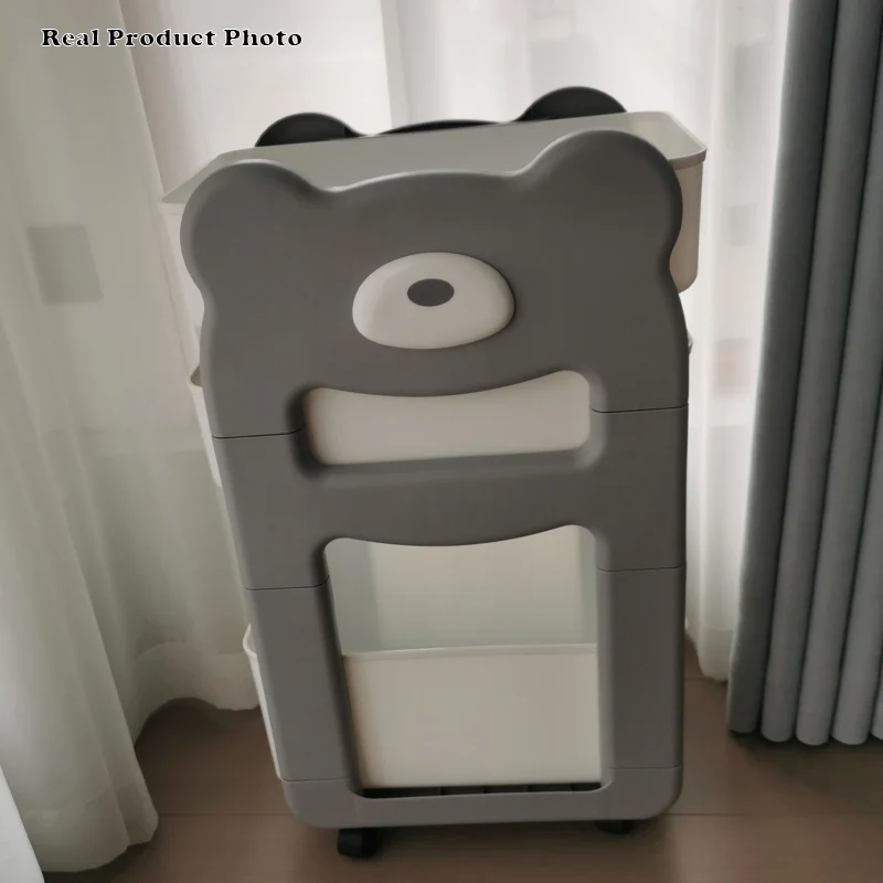 Modern Minimalist PP Plastic Cartoon Bear Kids Movable Storage Shelf 2/3-Tier For Bedroom & Study