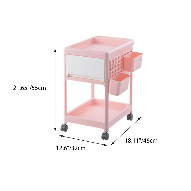 Modern Minimalist PP Plastic Rectangular Movable Kids Storage Shelf 2/3/4-Tier For Living Room
