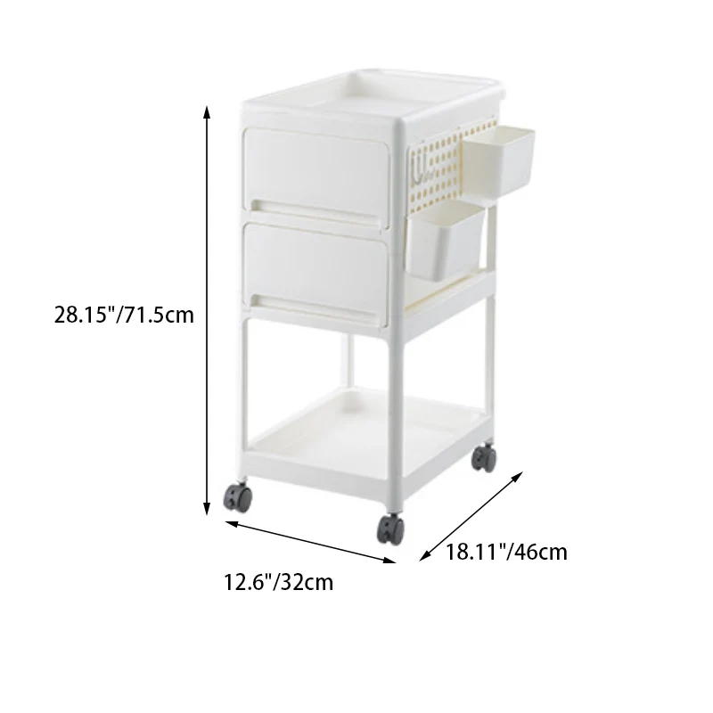 Modern Minimalist PP Plastic Rectangular Movable Kids Storage Shelf 2/3/4-Tier For Living Room