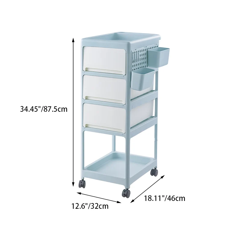 Modern Minimalist PP Plastic Rectangular Movable Kids Storage Shelf 2/3/4-Tier For Living Room
