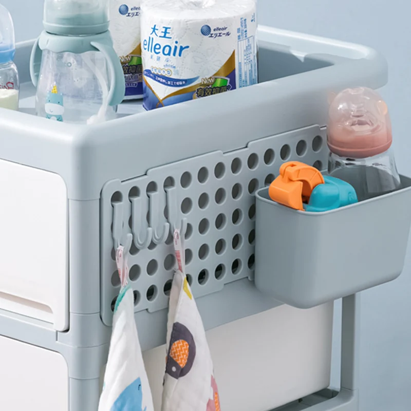 Modern Minimalist PP Plastic Rectangular Movable Kids Storage Shelf 2/3/4-Tier For Living Room