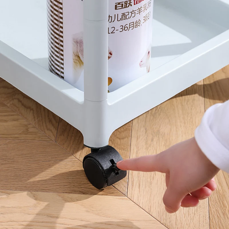 Modern Minimalist PP Plastic Rectangular Movable Kids Storage Shelf 2/3/4-Tier For Living Room