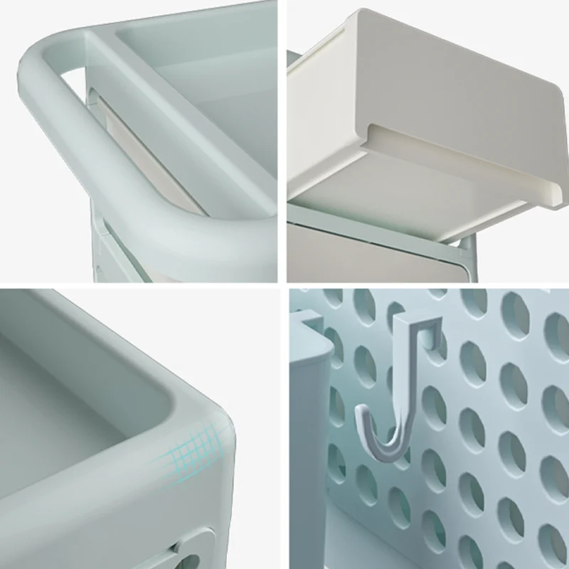Modern Minimalist PP Plastic Rectangular Movable Kids Storage Shelf 2/3/4-Tier For Living Room