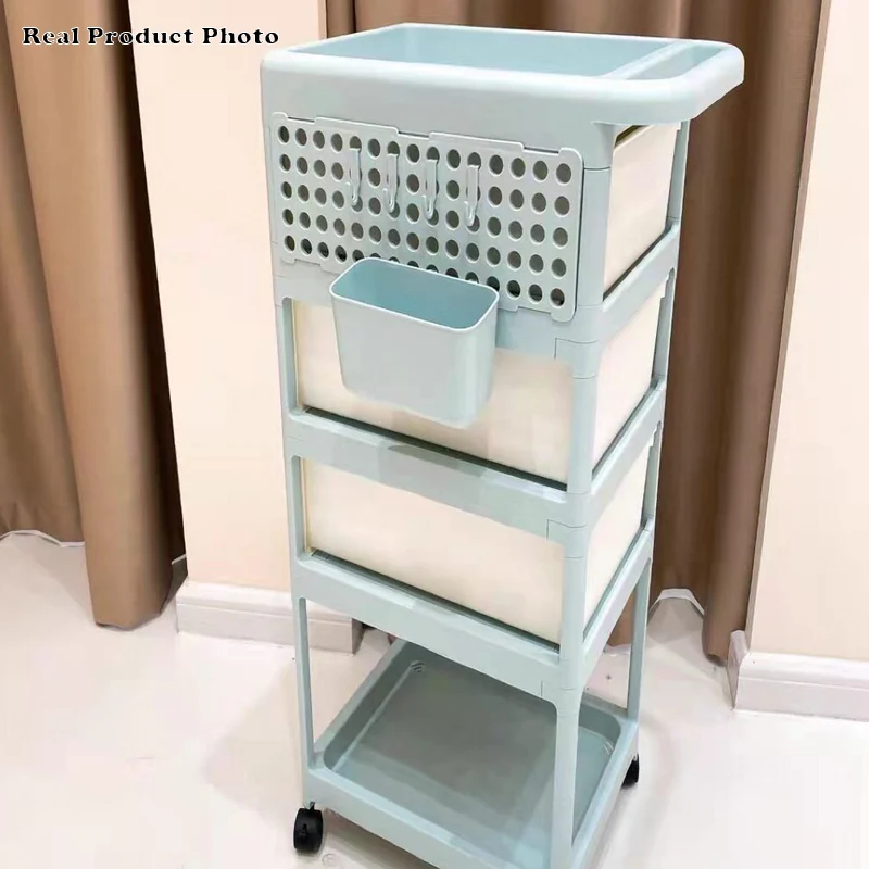 Modern Minimalist PP Plastic Rectangular Movable Kids Storage Shelf 2/3/4-Tier For Living Room