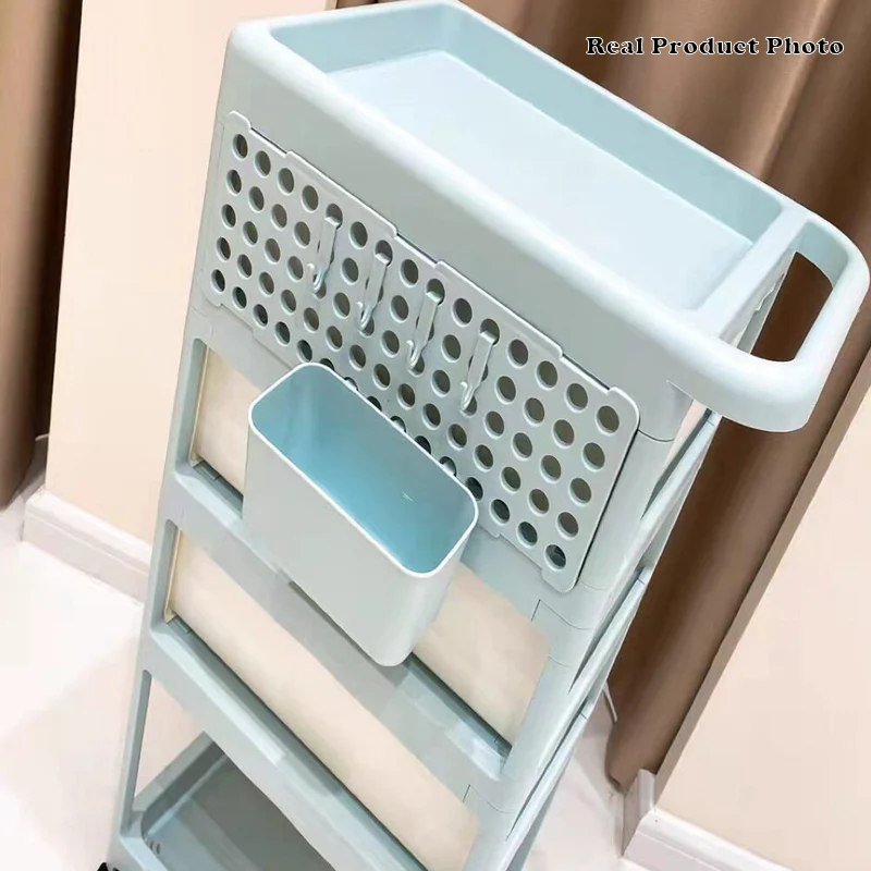 Modern Minimalist PP Plastic Rectangular Movable Kids Storage Shelf 2/3/4-Tier For Living Room