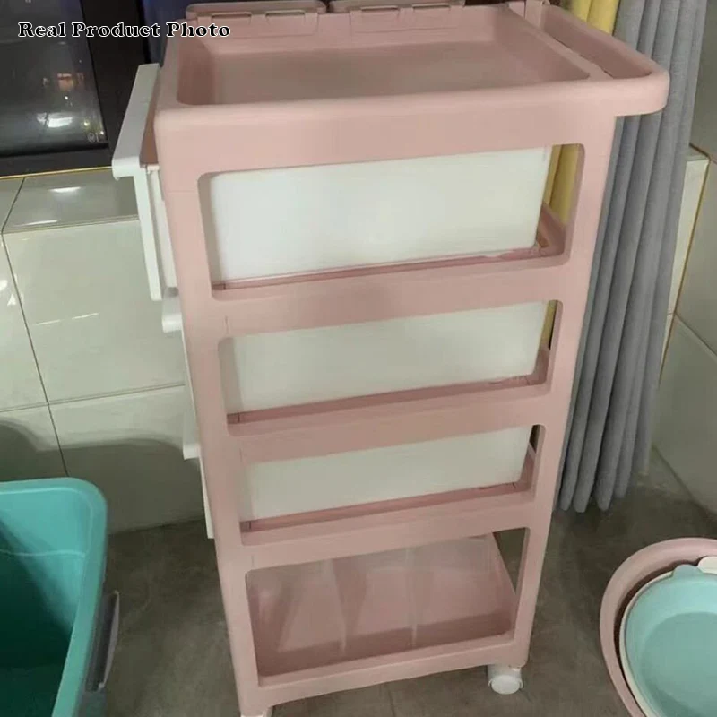 Modern Minimalist PP Plastic Rectangular Movable Kids Storage Shelf 2/3/4-Tier For Living Room