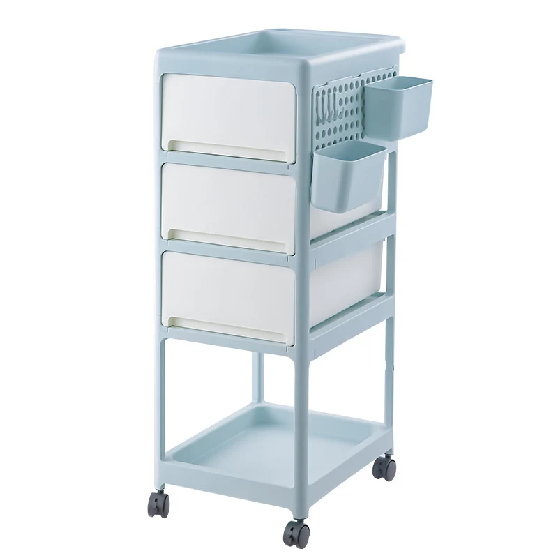 Modern Minimalist PP Plastic Rectangular Movable Kids Storage Shelf 2/3/4-Tier For Living Room