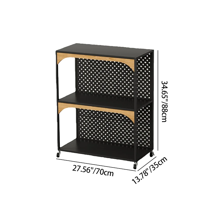 Contemporary Industrial Iron Fiberboard Rectangular Movable Display Rack 2/3-Tier For Living Room
