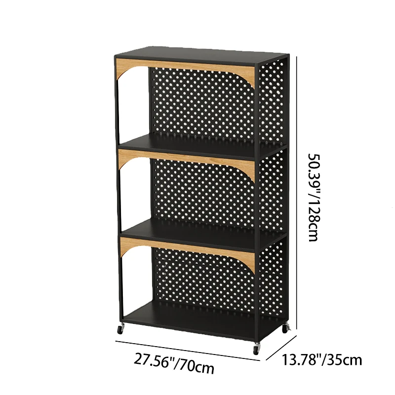 Contemporary Industrial Iron Fiberboard Rectangular Movable Display Rack 2/3-Tier For Living Room