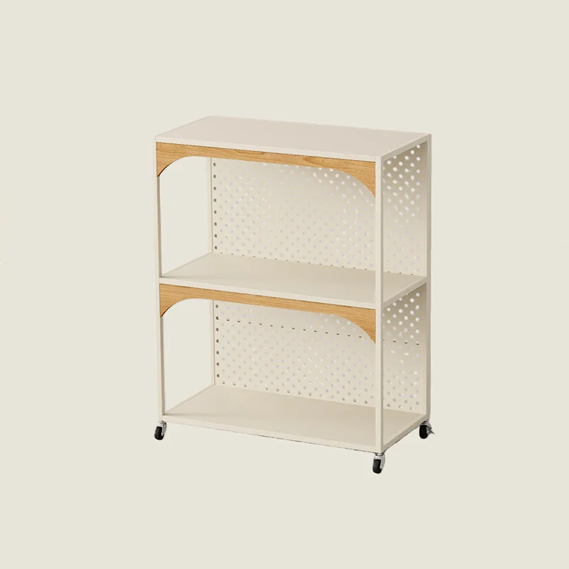 Contemporary Industrial Iron Fiberboard Rectangular Movable Display Rack 2/3-Tier For Living Room