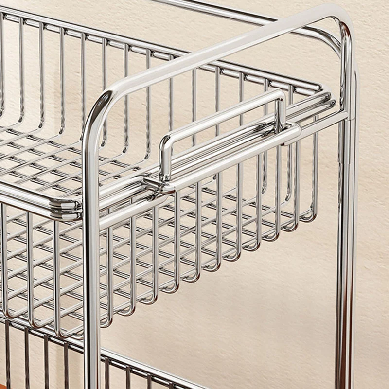Modern Minimalist Stainless Steel Rectangular Removable Desktop Storage Shelf 2-Tier For Dining Room & Living Room