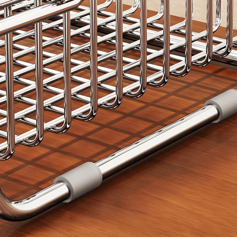 Modern Minimalist Stainless Steel Rectangular Removable Desktop Storage Shelf 2-Tier For Dining Room & Living Room