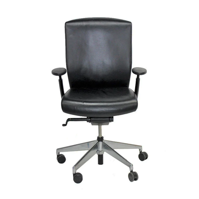 Senator: Enigma S21 Office Chair with Aluminium Frame in Black Leather - Refurbished