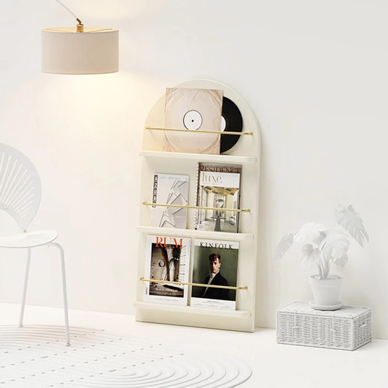 Modern Minimalist Rubberwood Arched Floor-Standing Bookshelf 3/4-Layer For Study