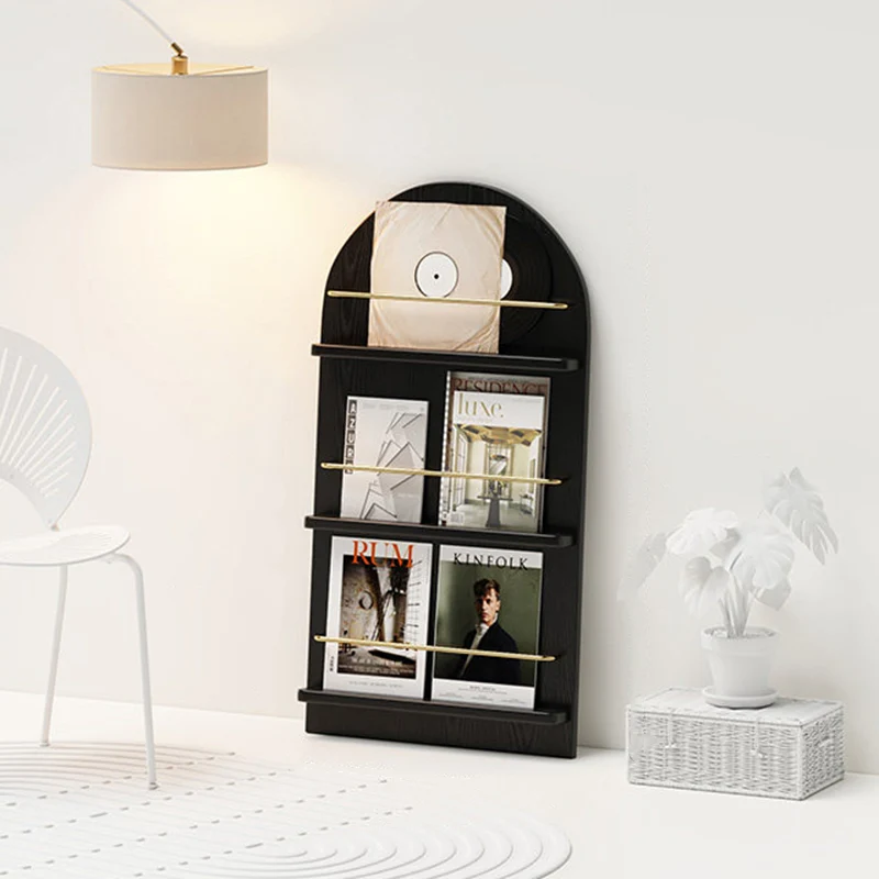 Modern Minimalist Rubberwood Arched Floor-Standing Bookshelf 3/4-Layer For Study