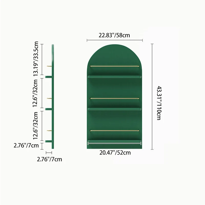 Modern Minimalist Rubberwood Arched Floor-Standing Bookshelf 3/4-Layer For Study