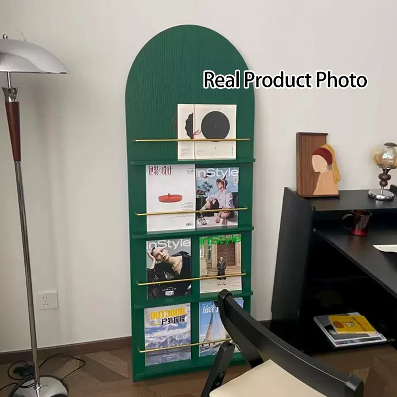 Modern Minimalist Rubberwood Arched Floor-Standing Bookshelf 3/4-Layer For Study