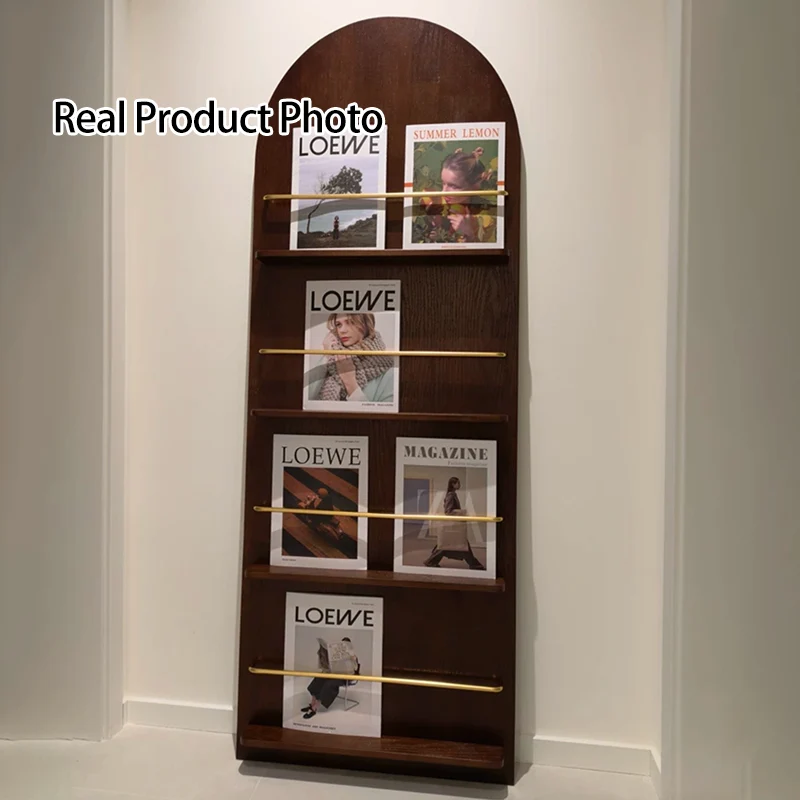 Modern Minimalist Rubberwood Arched Floor-Standing Bookshelf 3/4-Layer For Study