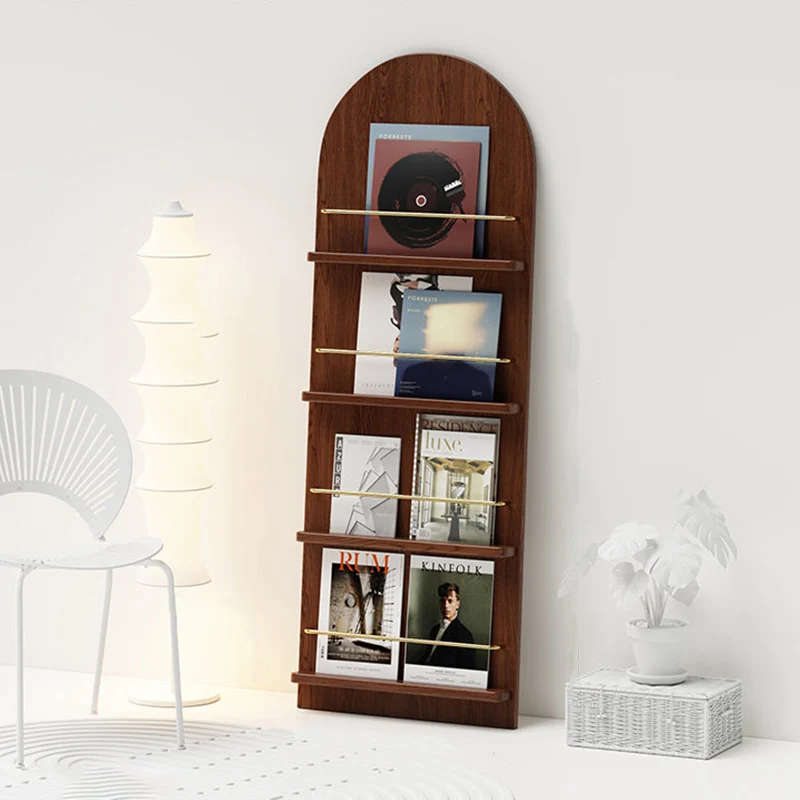 Modern Minimalist Rubberwood Arched Floor-Standing Bookshelf 3/4-Layer For Study