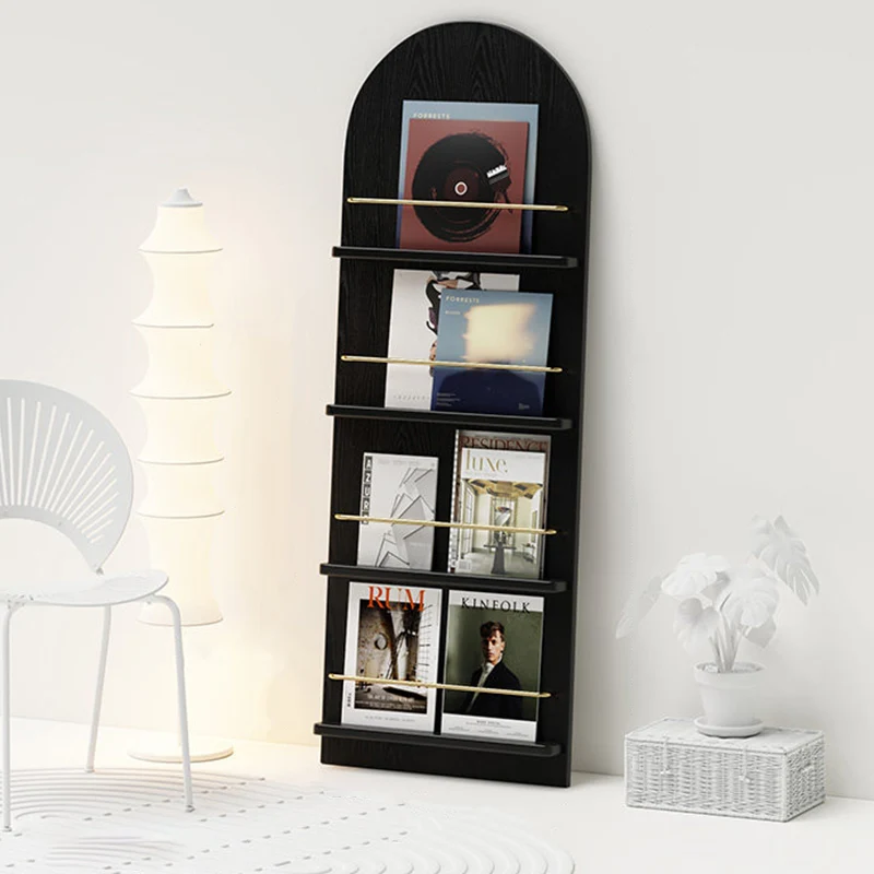 Modern Minimalist Rubberwood Arched Floor-Standing Bookshelf 3/4-Layer For Study