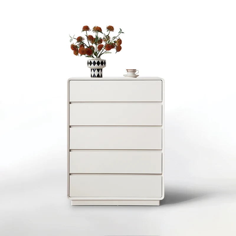 Slim Tall MDF Storage Dresser - Scandinavian 5-Drawer MDF Vertical Storage Cabinet For Bedroom