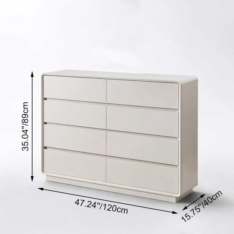 Scandinavian MDF 8-Drawer Wide Dresser - Hidden Pull Handles Storage Cabinet For Bedroom
