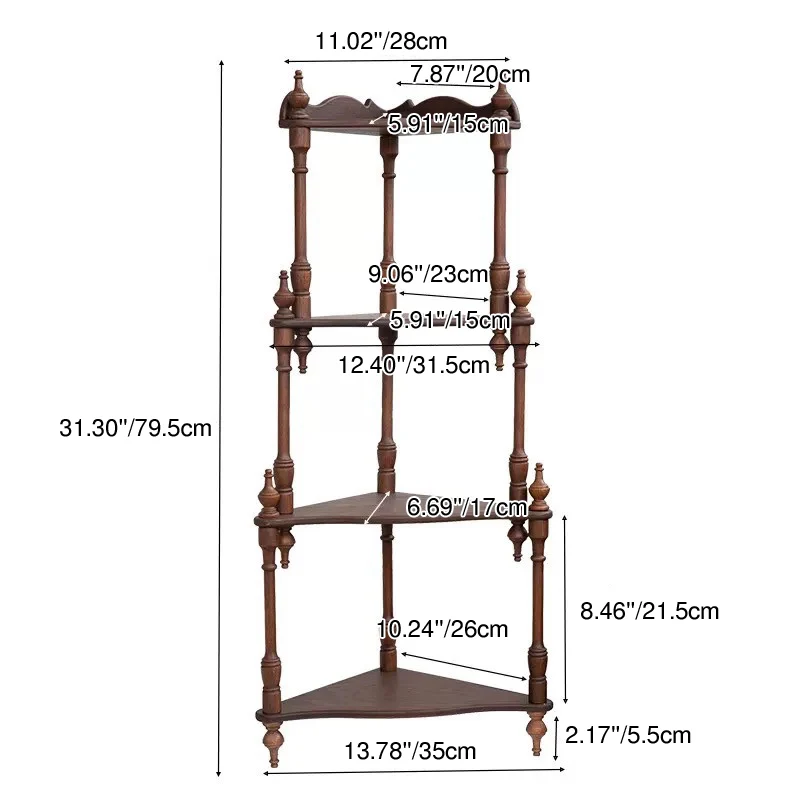 Traditional French Triangular Cylindrical Rubberwood Medium Density Fiberboard Display Rack 2/3/4 Tier For Living Room