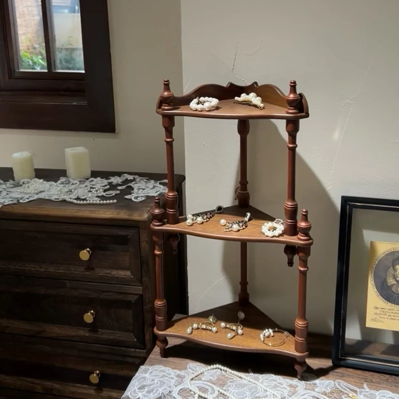 Traditional French Triangular Cylindrical Rubberwood Medium Density Fiberboard Display Rack 2/3/4 Tier For Living Room