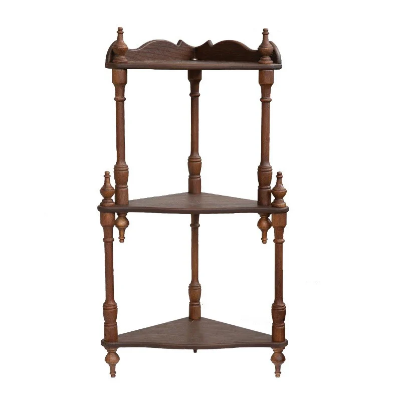 Traditional French Triangular Cylindrical Rubberwood Medium Density Fiberboard Display Rack 2/3/4 Tier For Living Room