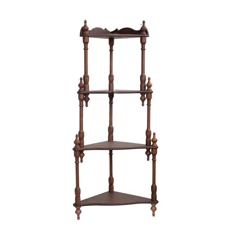 Traditional French Triangular Cylindrical Rubberwood Medium Density Fiberboard Display Rack 2/3/4 Tier For Living Room