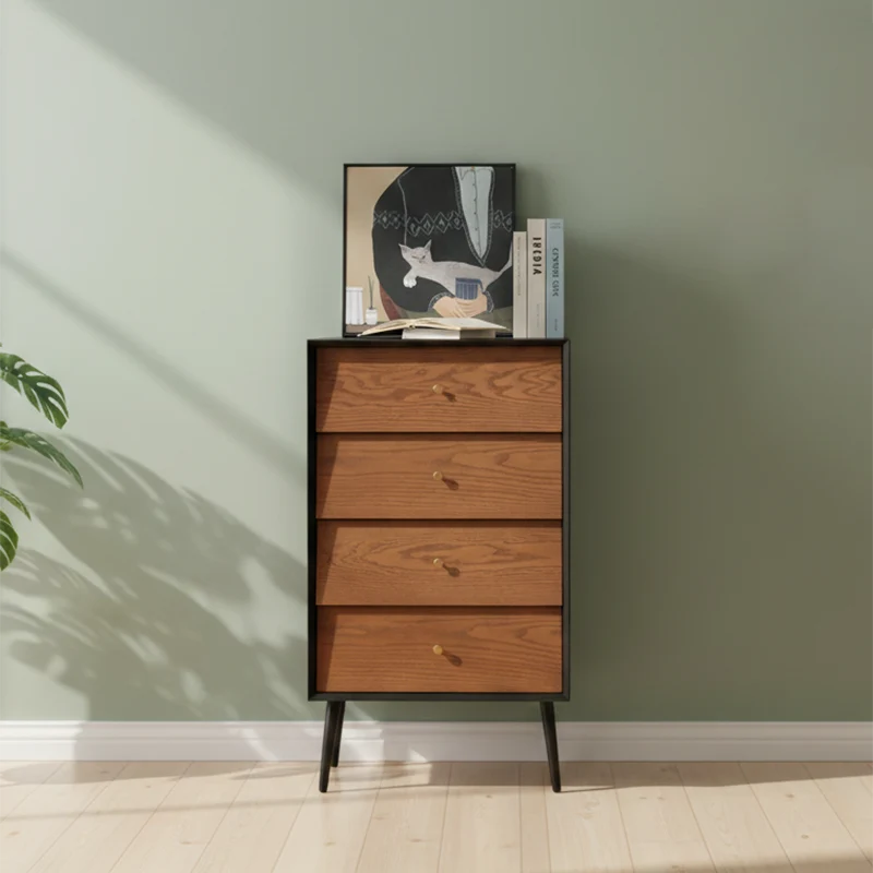Traditional French Rectangular Plywood Pine Wood Carbon Steel Storage Cabinet 4/5-Drawer For Living Room & Bedroom