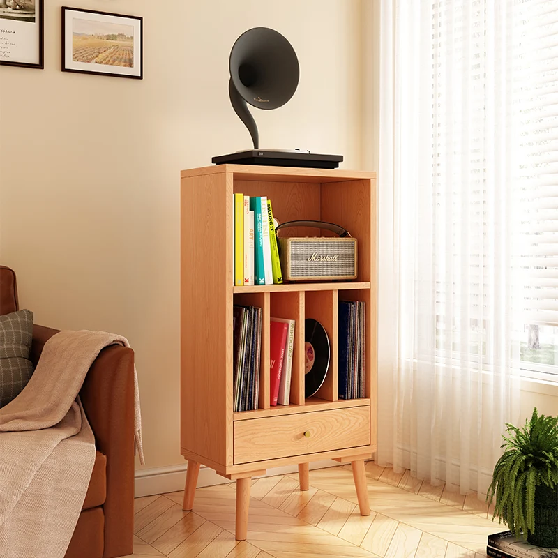 Modern Minimalist Plywood Rectangular Bookshelf With 1-Drawer For Living Room