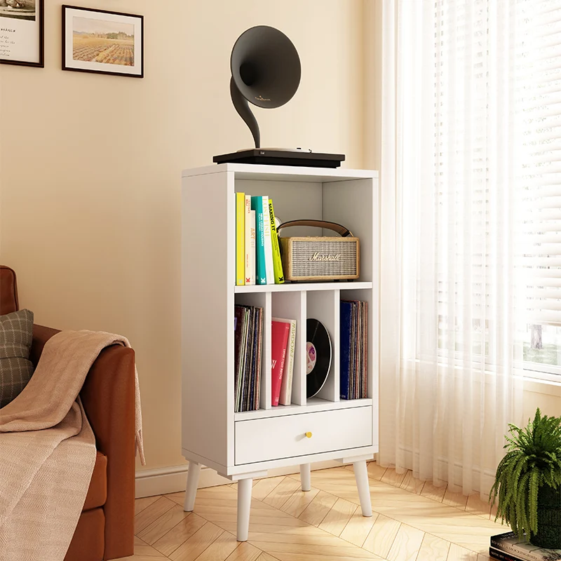 Modern Minimalist Plywood Rectangular Bookshelf With 1-Drawer For Living Room