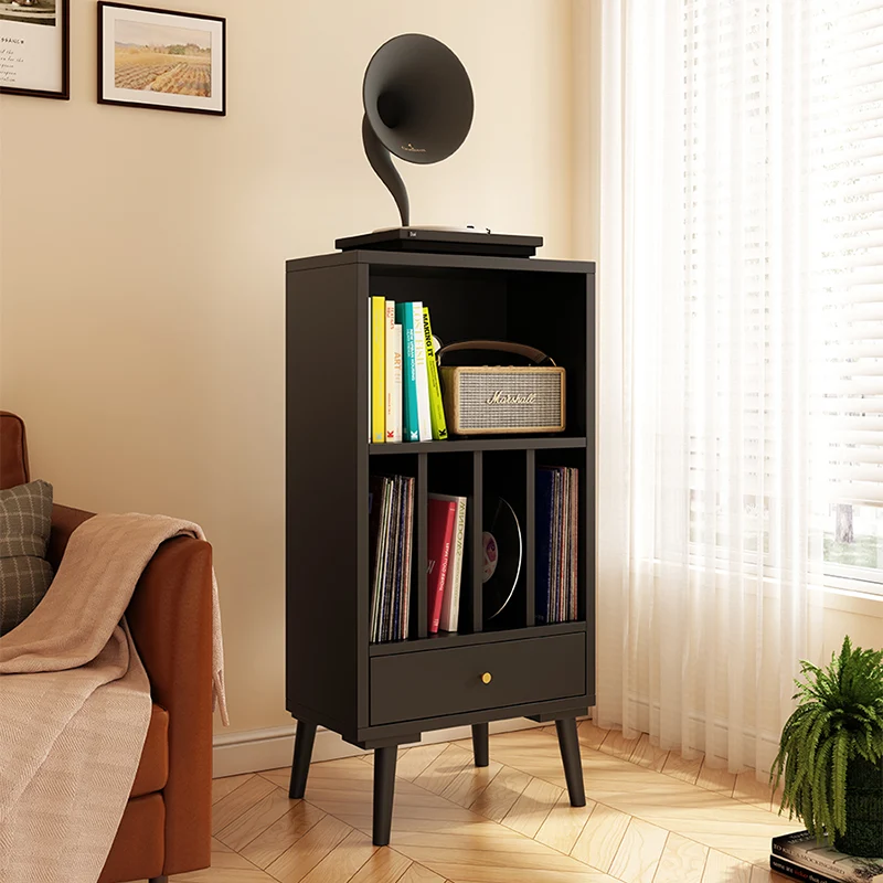 Modern Minimalist Plywood Rectangular Bookshelf With 1-Drawer For Living Room
