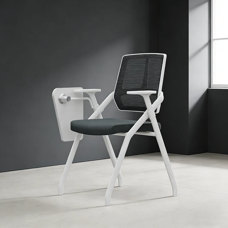 Modern Professional Ergonomic Space-Saving Mesh Office Chair - Rectangle Training Chair With Foldable Writing Tablet For Home Office