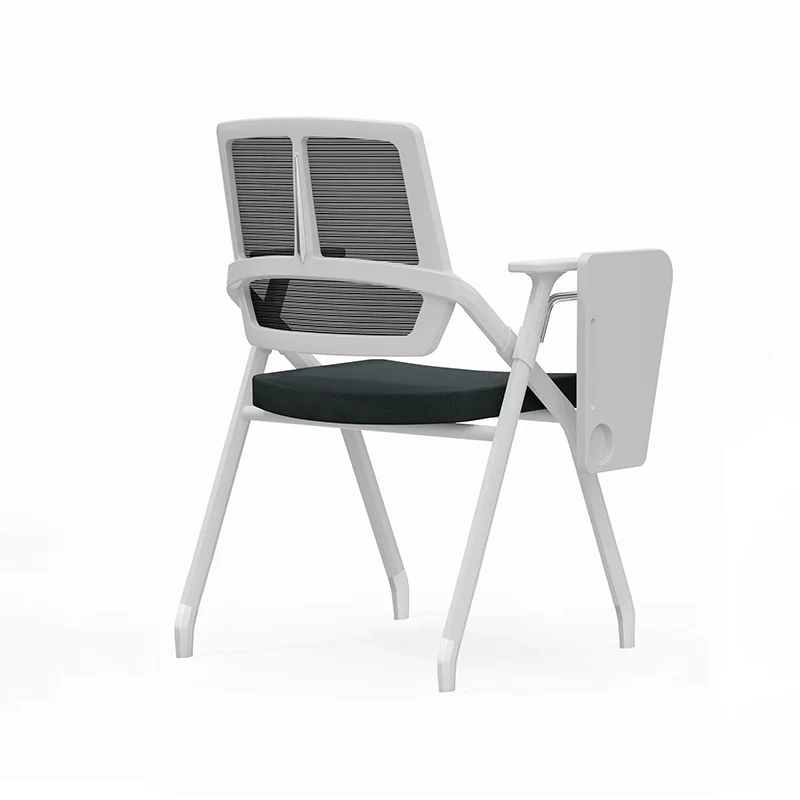 Modern Professional Ergonomic Space-Saving Mesh Office Chair - Rectangle Training Chair With Foldable Writing Tablet For Home Office