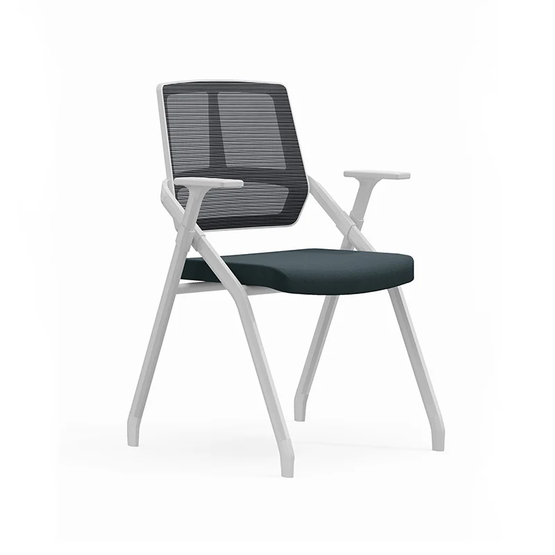 Modern Ergonomic Folding Office Chair - Rectangular Nesting Desk Chair With Flip-up Seat & 2D Armrests For Home Office